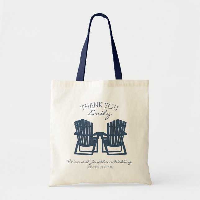 Adirondack Chairs Navy Blue Tote Bag (Front)