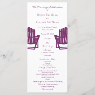 Adirondack Chairs Plum Beach Wedding Program