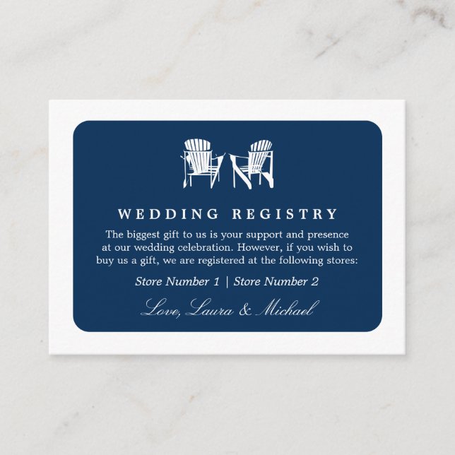 Adirondack Chairs | Wedding Bridal Gift Registry Enclosure Card (Front)