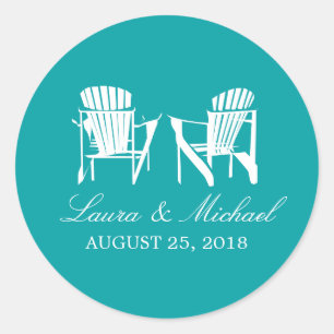 Adirondack Chairs   Wedding Classic Round Sticker