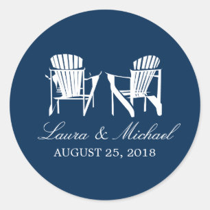Adirondack Chairs   Wedding Classic Round Sticker