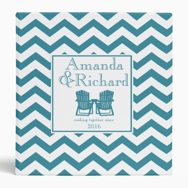 Adirondack Chairs Zig Zag Pattern Teal Binder (Front)