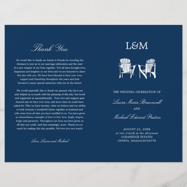 Adirondack Chaises de plage Programme de mariage b (Devant)