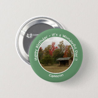 Adirondack Lean-to in Autumn Birthday Party Items 2 Inch Round Button