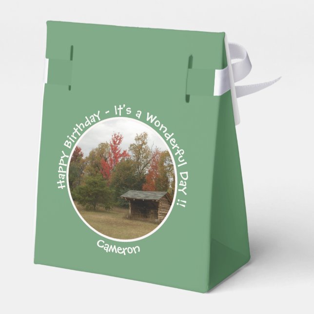 Adirondack Lean-to in Autumn Birthday Party Items Favor Box (Back Side)