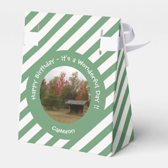 Adirondack Lean-to in Autumn Birthday Party Items Favor Box (Back Side)