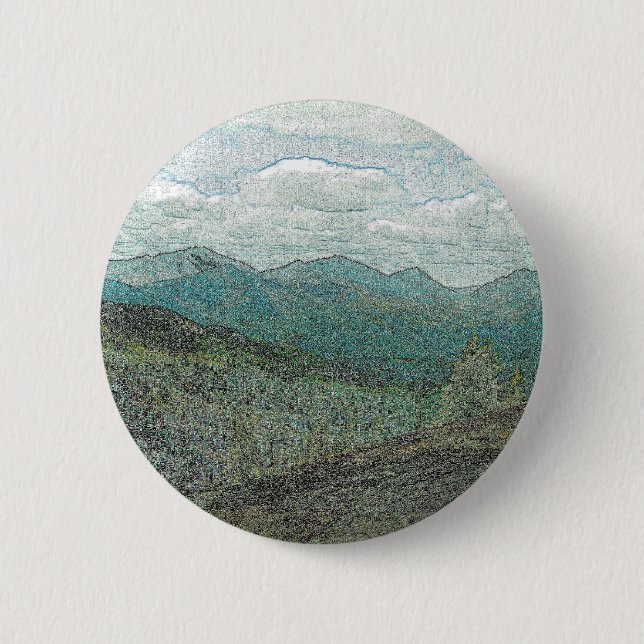 Adirondack Mountain Peaks Panorama 2 Inch Round Button (Front)
