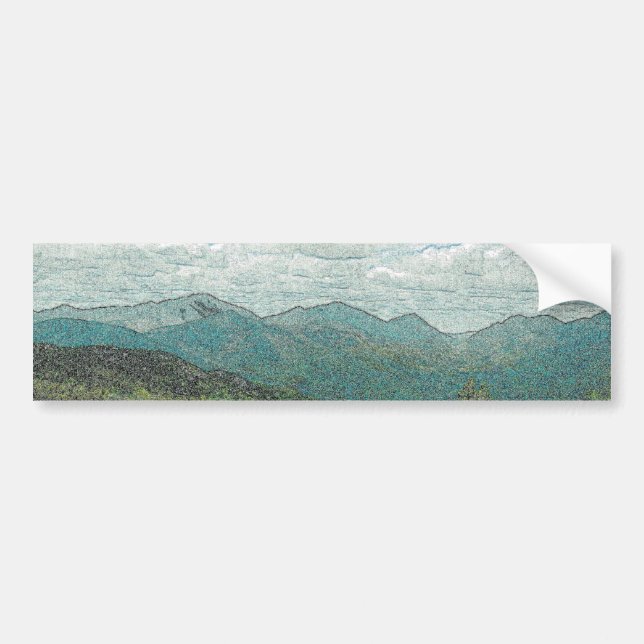 Adirondack Mountain Peaks Panorama Bumper Sticker (Front)
