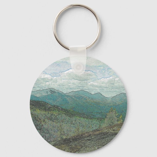Adirondack Mountain Peaks Panorama Keychain (Front)