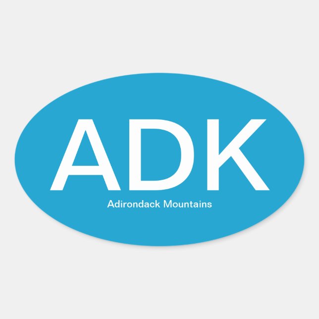 Adirondack Mountains ADK Oval Bumper Sticker (Front)