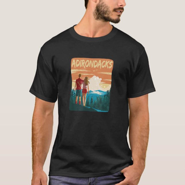 Adirondack Mountains Park Hiking Couple Forest Adi T-Shirt (Front)