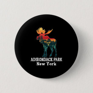 Adirondack Park Moose Silhouette Hiking New York  2 Inch Round Button
