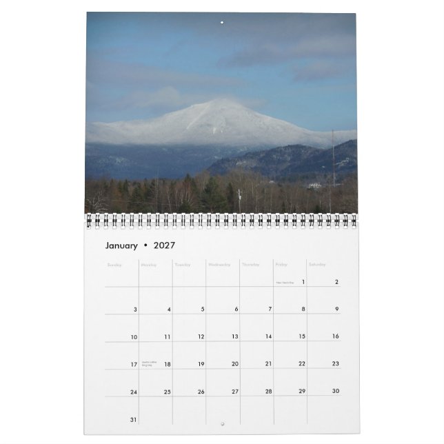 Adirondack Seasons Calendar (Jan 2027)