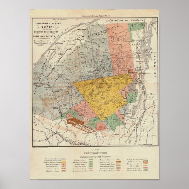 Adirondack Survey Sketch - Verplanck Colvin Map Poster (Front)