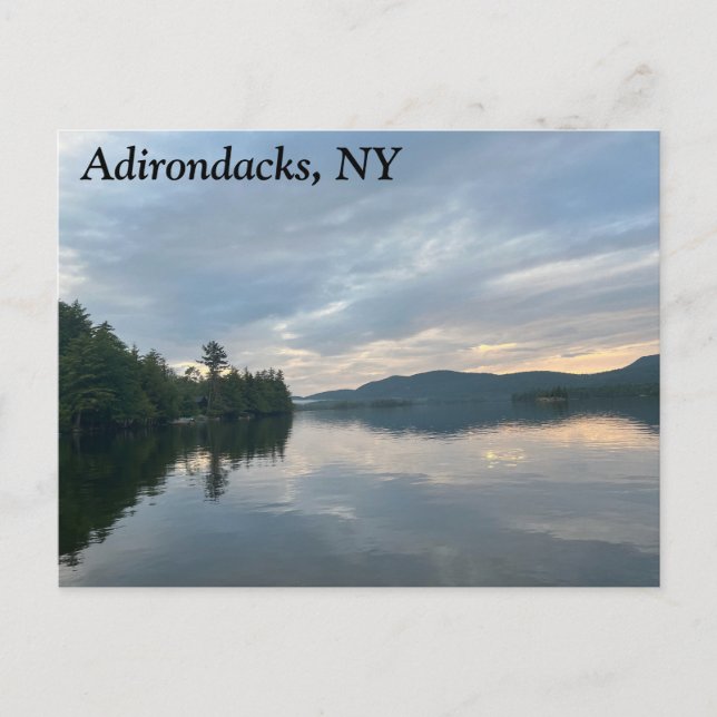 Adirondacks, NY Lake and Mountains Postcard (Front)