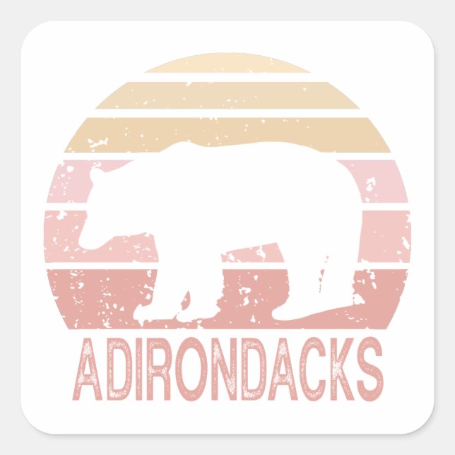 Adirondacks Retro Bear Square Sticker (Front)