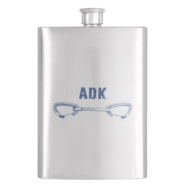 Adirondacks Rock Climbing Quickdraw Hip Flask (Front)