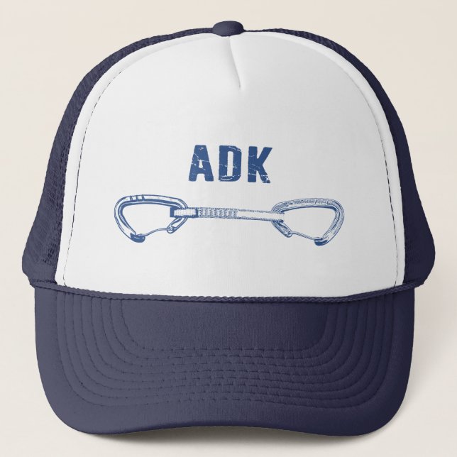 Adirondacks Rock Climbing Quickdraw Trucker Hat (Front)