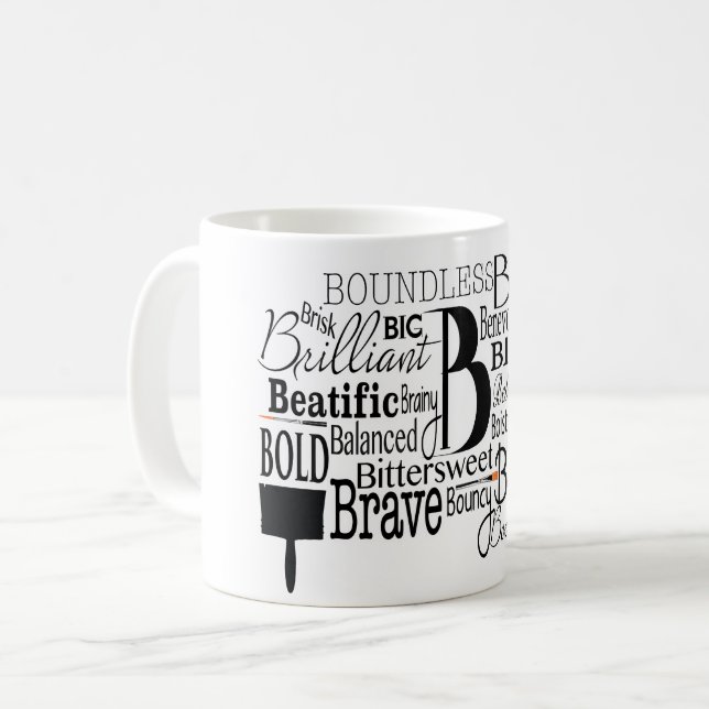 Adjective Word Cloud beginning with letter B Coffee Mug (Front Left)