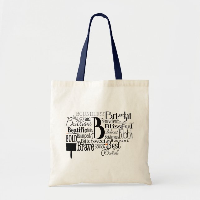 Adjective Word Cloud beginning with letter B Tote Bag (Front)