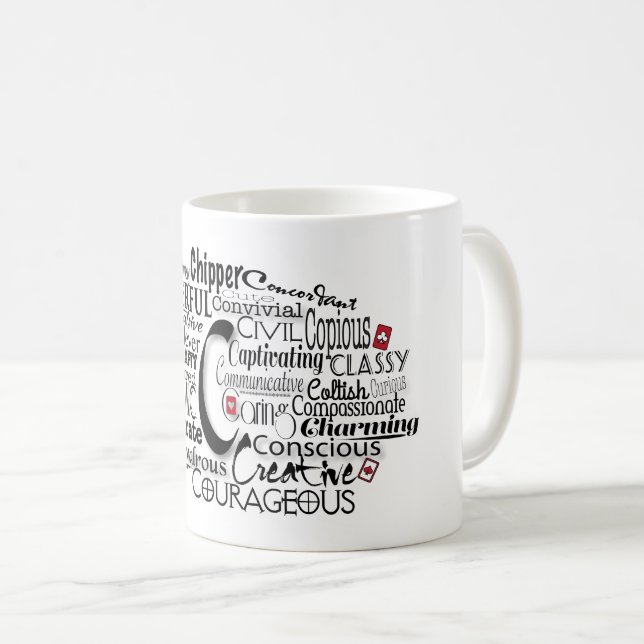 Adjective Word Cloud beginning with letter C Coffee Mug (Front Right)