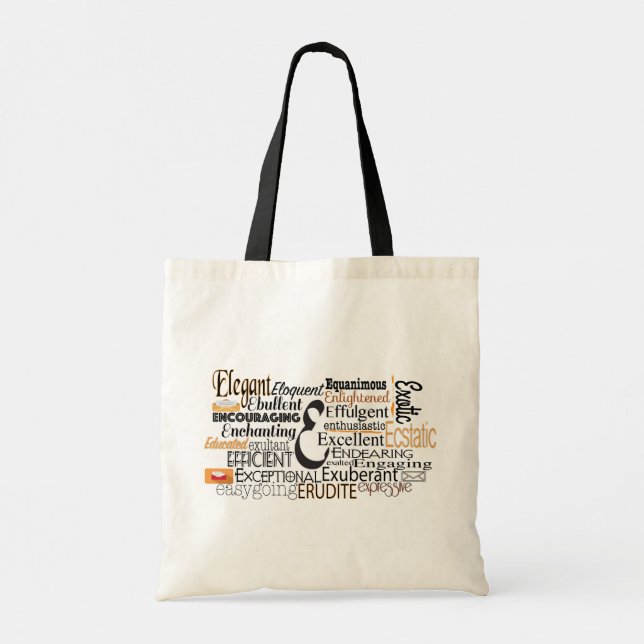 Adjective Word Cloud beginning with letter E Tote Bag (Back)