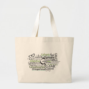 Adjective Word Cloud beginning with letter G Large Tote Bag
