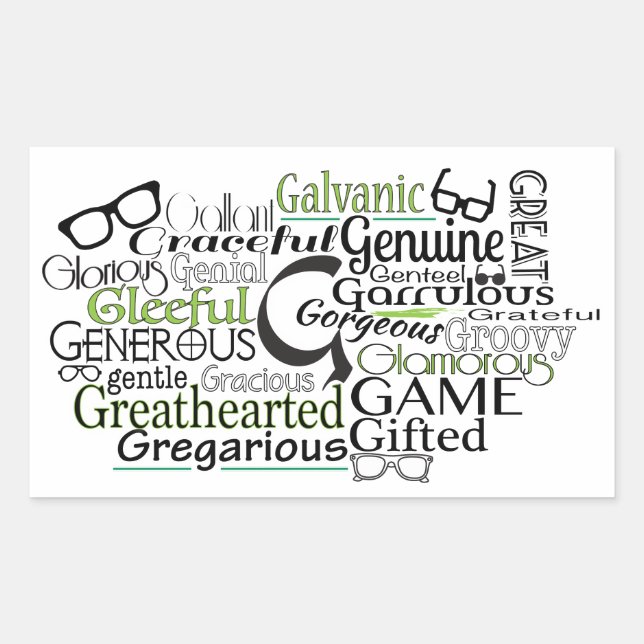 Adjective Word Cloud beginning with letter G Sticker (Front)