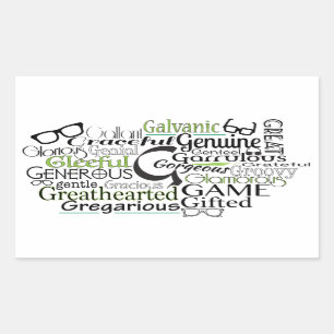 Adjective Word Cloud beginning with letter G Sticker