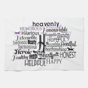 Adjective Word Cloud beginning with letter H Kitchen Towel