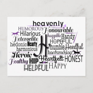 Adjective Word Cloud beginning with letter H Postcard