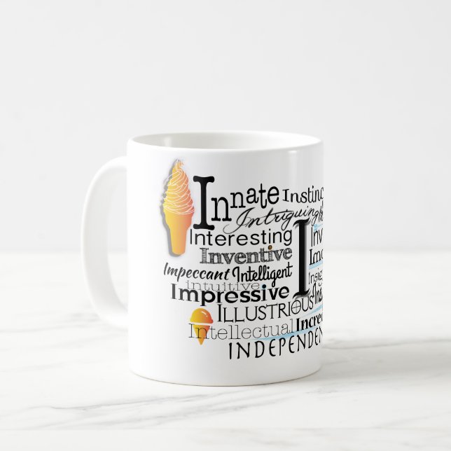Adjective Word Cloud beginning with letter I Coffee Mug (Front Left)