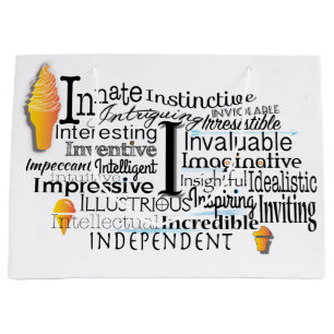 Adjective Word Cloud beginning with letter I Large Gift Bag