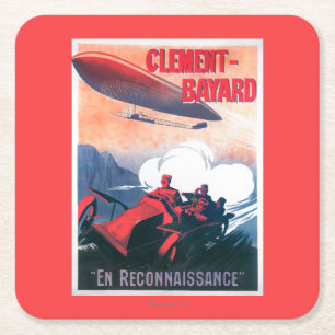 Adjudant Vincenot WWI Airship Promotional Poster Square Paper Coaster