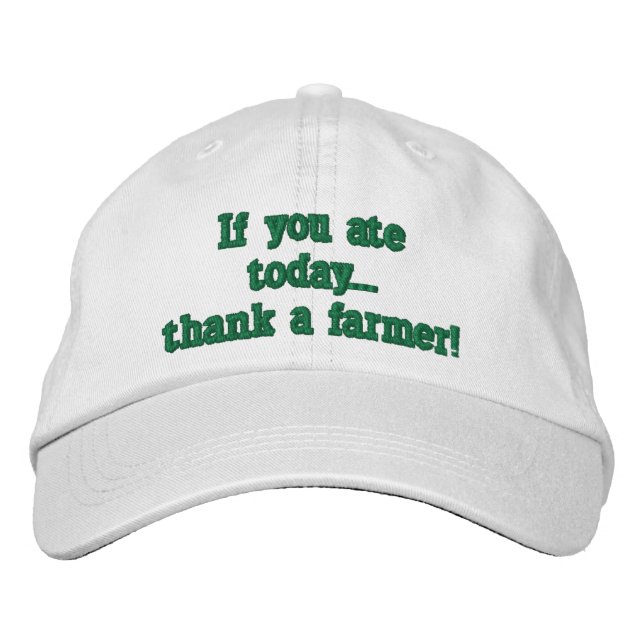 adjustable baseball cap, with farming quote. embroidered hat (Front)