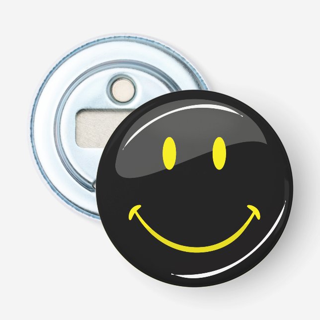 Adjustable Colour Neon Black Happy Face Bottle Opener (Front)