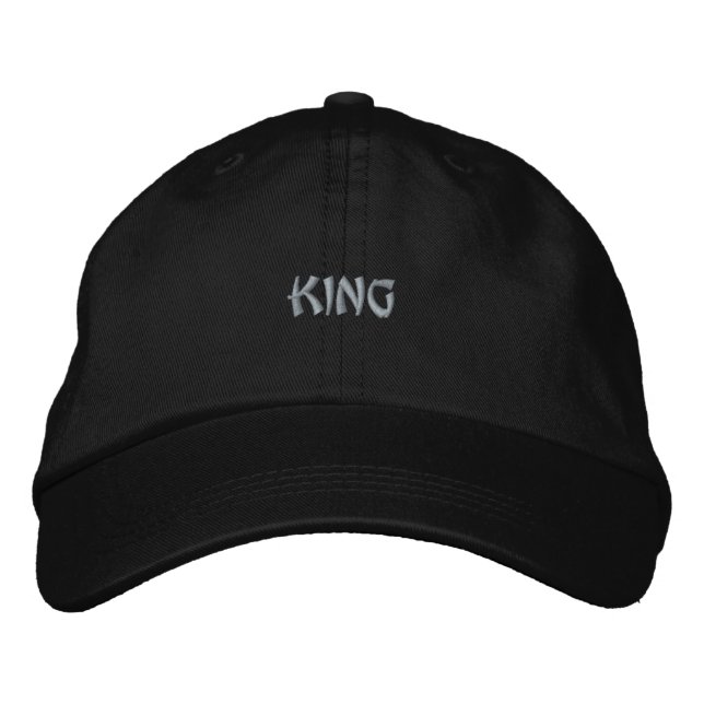 Adjustable-Hat King Printed Text Elegant Gift Nice Embroidered Hat (Front)