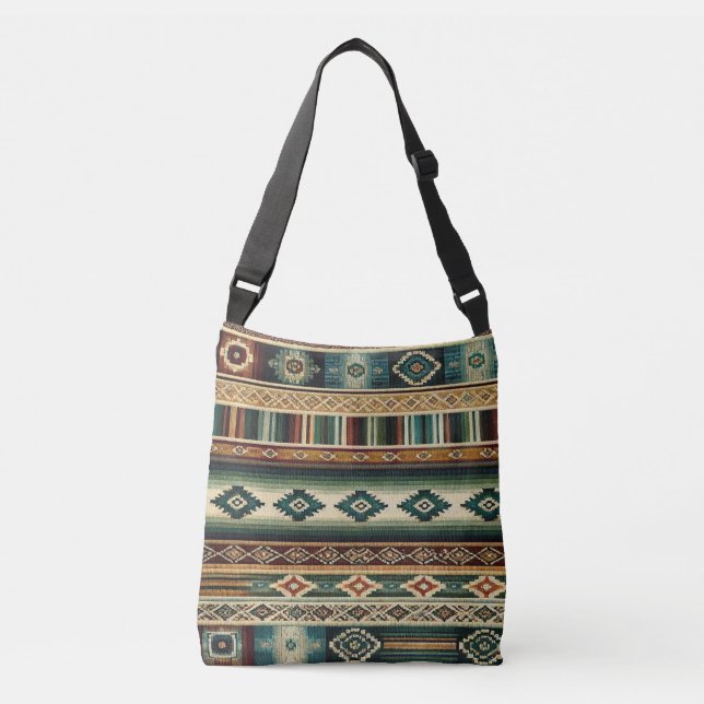 ADJUSTABLE TOTE "AGUACATE" - Mexican Weave Print (Front)