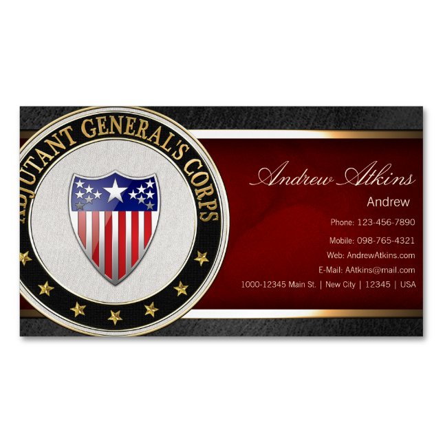 Adjutant General's Corps Branch Insignia [3D] Magnetic Business Card (Front)