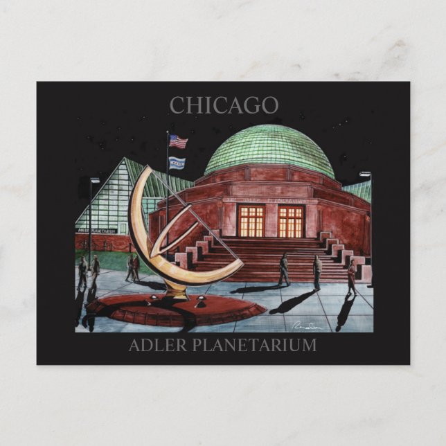 Adler Planetarium Postcard Randsom Art Chicago (Front)