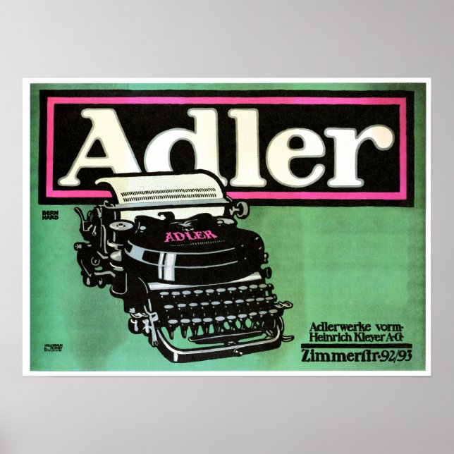 ADLER TYPEWRITERS Plakatstil Lucien Bernhardt Ad Poster (Front)