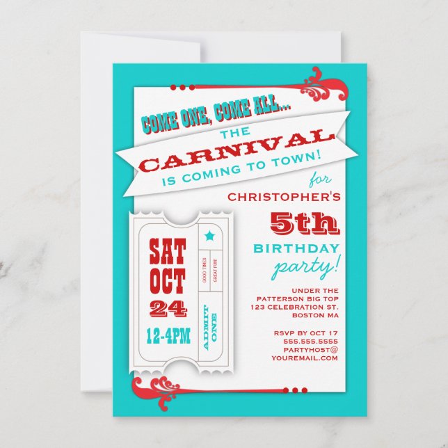 Admettez une invitation de fête d'anniversaire de (Devant)