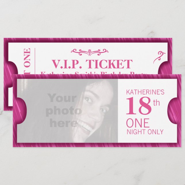 Admettre un VIP 18e anniversaire invitation (Devant / Derrière)
