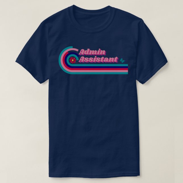 Admin Assistant Retro Pink Wave T-Shirt (Design Front)