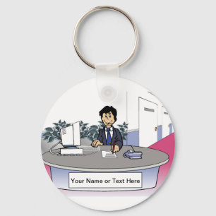 Admin Asst, Receptionist - Male Cartoon Keychain
