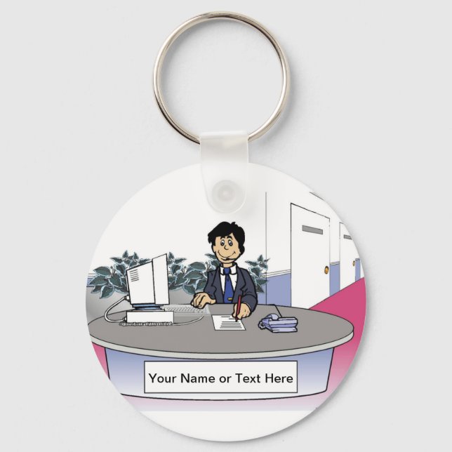 Admin Asst, Receptionist - Male Cartoon Keychain (Front)