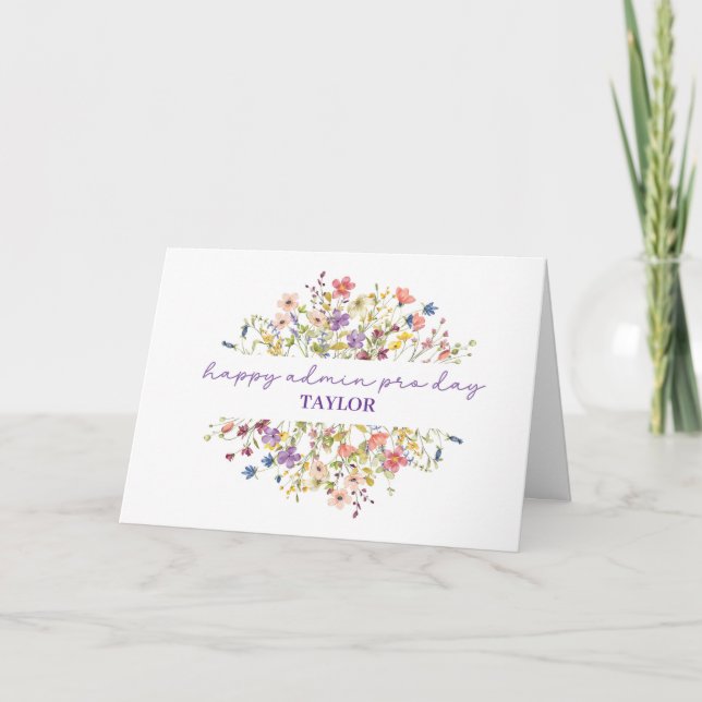 Admin Pro Day Personalize Delicate Wildflowers Card (Front)