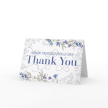 Admin Professionals Day Thank You Card - Blue