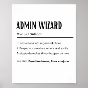 Admin Wizard Funny Definition Personalized Name Poster