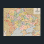Administrative map of the Ukraine (1927) Postcard<br><div class="desc">Vintage Administrative map of the Ukrainian Socialist Soviet Republic (1927)</div>